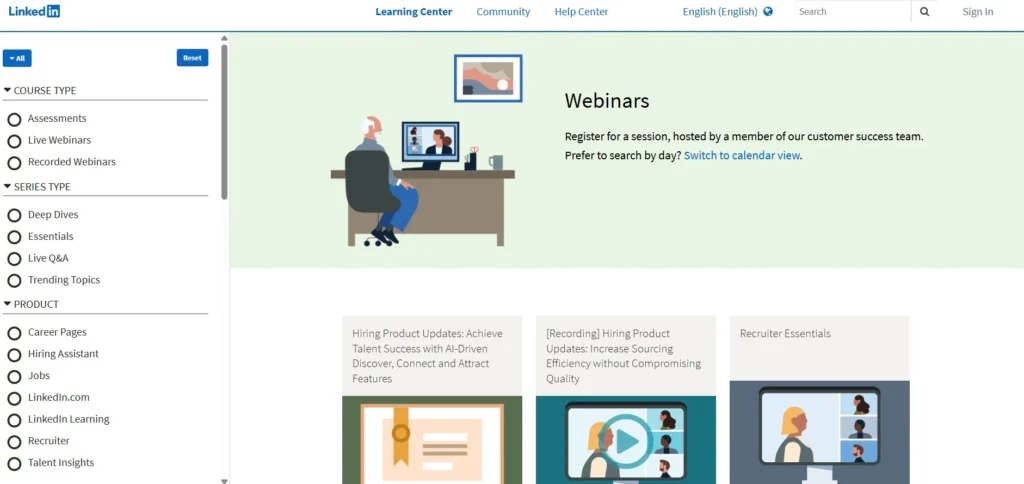 Linkedin Webinars Page