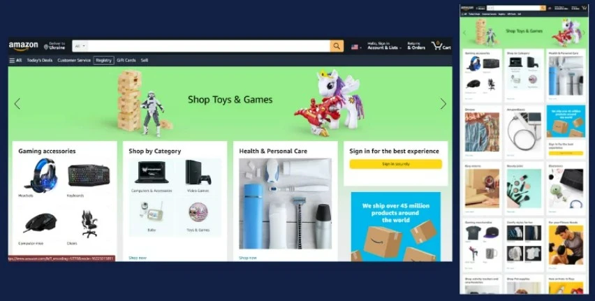 Responsive Design Example Amazon
