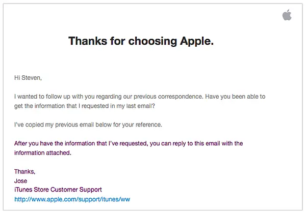 Apple Mailing Sample