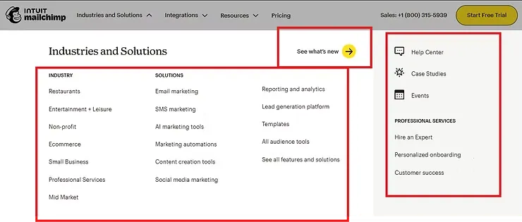 Mailchimp website structure