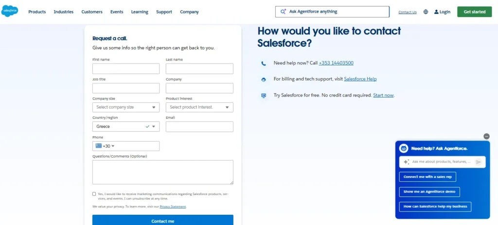 Contact page