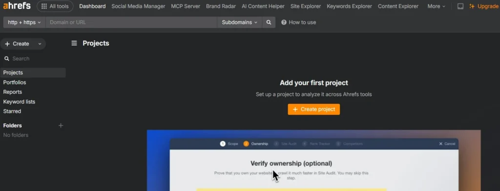 Ahrefs Dashboard SS