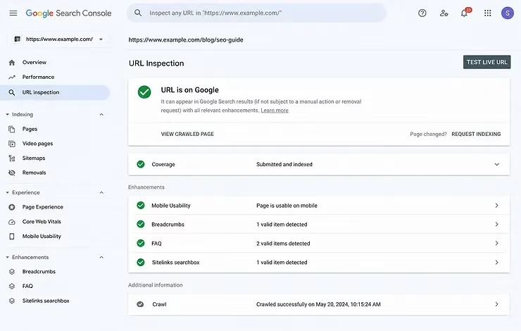 Request Indexing for New Pages