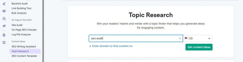 Semrush Magic Tool Dashboard